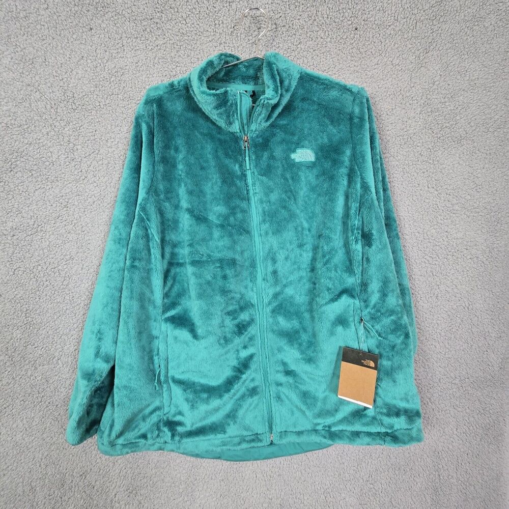 NWT North Face Womans Plus Size 2X Osito Fleece Full Zip Green Jacket Pockets